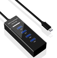 USB de alta velocidad/tipo C 4 puertos USB 3,0 Multi HUB Splitter Expansión para PC de escritorio Adaptador de computadora portátil USB HUB