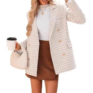 Penjualan Panas Setelan Kotak-Kotak Wanita Fashion Kasual Plaid Musim Gugur Musim Dingin Bisnis Kantor Wanita Mantel - Product Image 1
