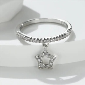 Anello con Ciondolo a Forma di Stella e Cuore in Zircone per Donne, Gioiello da Dito Dolce e Alla Moda - Product Image 2