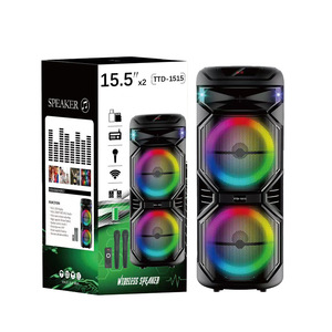 Altavoz Bluetooth TTD1515 <span class=keywords><strong>de</strong></span> <span class=keywords><strong>15</strong></span> Pulgadas con Bajos Adicionales, Altavoces <span class=keywords><strong>de</strong></span> Alta Potencia con Salida Dual, Altavoz con Ruedas para Fiestas <span class=keywords><strong>de</strong></span> Karaoke al Aire Libre con Micrófono Inalámbrico - Product Image 1