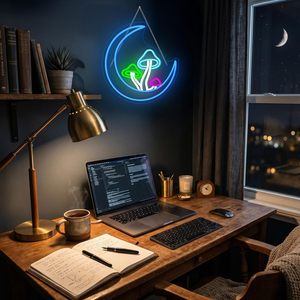 Moon Mushroom Letreros Neon LED indoor hanging ambient light shop <b>sign</b> wall decoration light entrance indicator light 5V 12V - Product Image 6