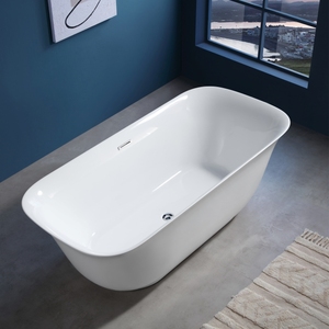 Bañera acrílica ovalada independiente de pared, resistente, antiamarilleo, sin función de masaje, todo en uno, para spa y relajación. - Product Image 3
