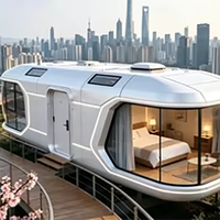 Rumah & Hotel Kapsul Modular Mewah Prefabrikasi Baja Pintar Ramah Lingkungan Bertenaga Surya untuk Penggunaan Villa dan Taman Desain Modern