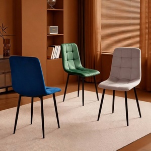 Chaise de salle à manger en velours nordique bleu marine pour restaurant, café et hôtel |   Chaise rembourrée |   Fournisseur d'usine EN12520 - Product Image 2