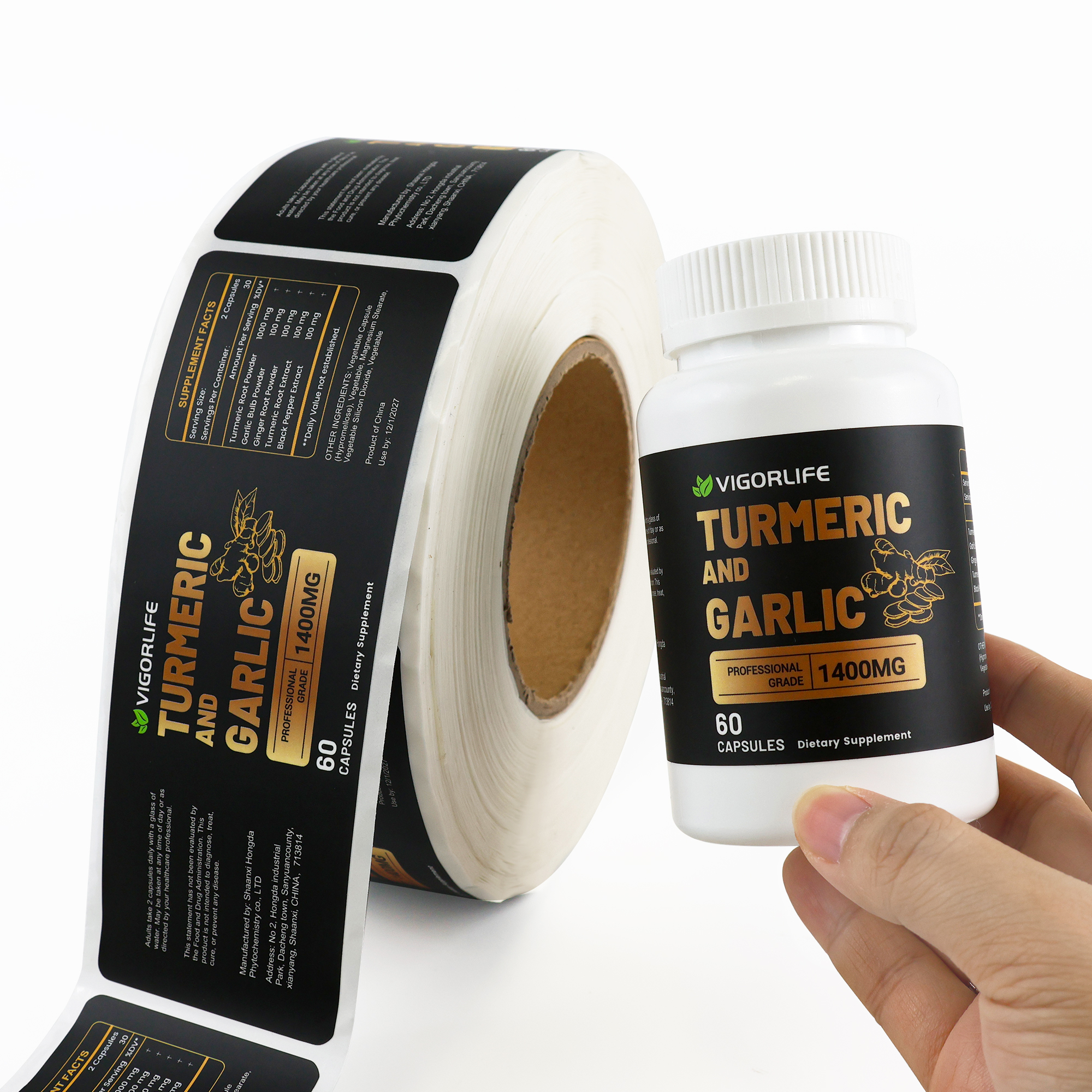 Custom Dietary Supplement Bottle Labels Nutraceutical Vitamin Packaging Label Sticker For Capsule Bottles BOPP Roll Printing
