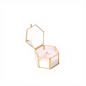 Transparent Copper Jewelry <b>Box</b> Ring <b>Box</b> Geometric Jewelry Organizer Holder Tabletop Container Hexagon Clear Copper Jewelry <b>Box</b> - Product Image 3