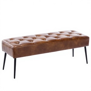 Modern Living Room Ottoman Bench Upholstered Bedroom Bench Footrest <b>Stool</b> Accent Bench for Entryway - Product Image 2