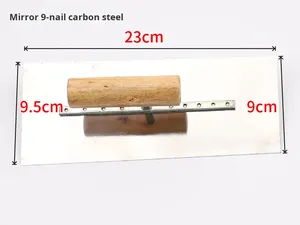 Truelle à plâtre rectangulaire à manche en bois, petite taille, en acier inoxydable, pour maçonnerie et construction - Product Image 6