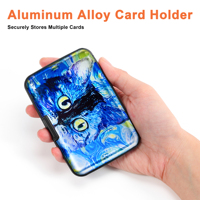 Porte-cartes de crédit fin en aluminium personnalisé avec fermeture à bouton, poche anti-RFID pour hommes et femmes