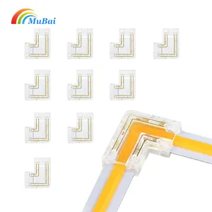 L Shape Connector Transparent Solderless Right Angle Corner LED Tape Light Connector RGB LED Strip Connectors 4Pin 10mm