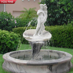 Fontaine <span class=keywords><strong>d</strong></span>'<span class=keywords><strong>eau</strong></span> classique YOUFINE en marbre sculpté à la main avec une sirène tenant une coquille pour jardin de villa - Product Image 5