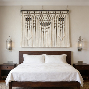 Décoration bohème, boule en macramé blanche, pompon, décoration murale pour hôtel, chambre à coucher, têtes <span class=keywords><strong>de</strong></span> <span class=keywords><strong>lit</strong></span> - Product Image 1
