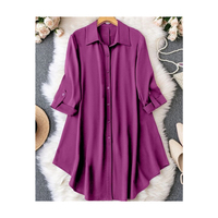 Minimalist Saf Tonlu Dantel Günlük Bluz Üstü, Üç Çeyrek Kollu, Günlük Kullanım İçin Şık Boho, Mükemmel Kalite