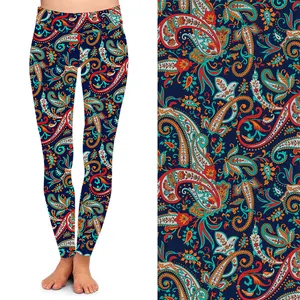 Digital Print African Pattern Leggings Colorful Paisley Leggings High Waist Soft Stretchy Hot Sale Yoga Leggings