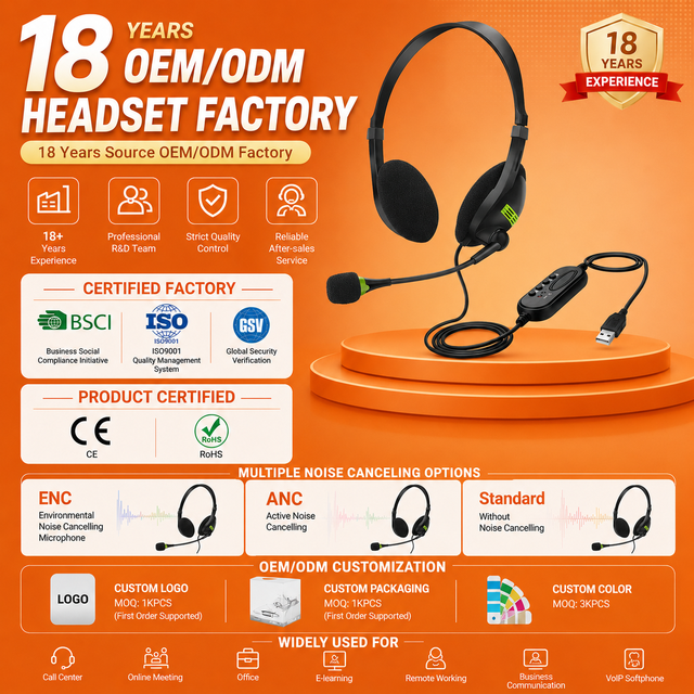 USB2.0 USB3.0 Wired Headset On-ear Computer Headphones with External Microphone From OEM ODM Shenzhen Linx Factory