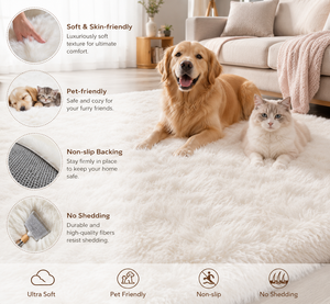 Tappeto Moderno Personalizzato in Finto Cashmere, Morbido e Soffice, Extra Spesso, Antiscivolo, Lavabile, a Pelo Lungo <span class=keywords><strong>per</strong></span> <span class=keywords><strong>Camera</strong></span> da Letto e Arredamento Casa - Product Image 5