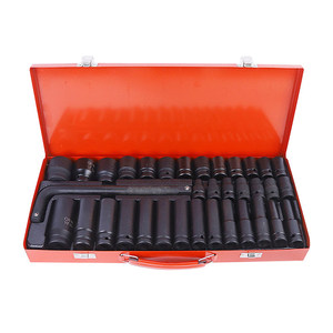 DISEN 19Pcs 1/2" Drive Deep Impact Socket Set - 6-Point SAE Sizes 3/8" To 1-1/2", Cr-V Alloy Steel, With Storage Case