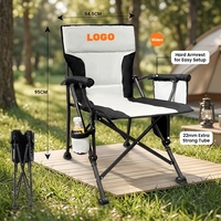 Chaise de camping pliable robuste avec accoudoirs rigides rembourrés, tube en acier de 22 mm, siège portable d'extérieur pour la pêche, le pique-nique, la plage