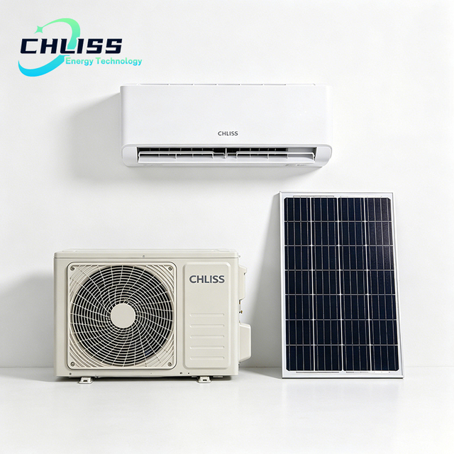 Portable 9000 BTU Off Grid DC Solar Air Conditioner 48V Hybrid Split Unit for Camping Cabin Home Use Energy Efficient