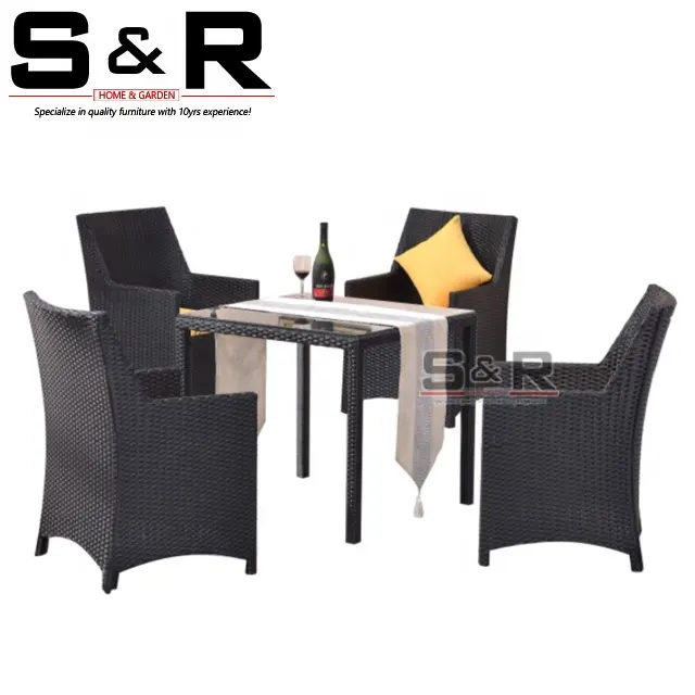 Hochwertige Outdoor-Garten Rattan Möbel außerhalb Tisch und Stuhl Ess-Set Korb Bistro-Sets