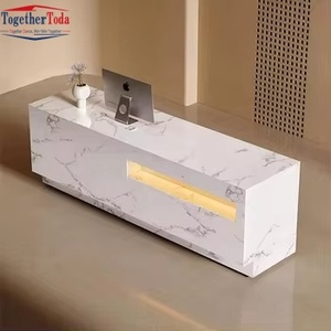 Mostrador de Recepción de Hotel de Mármol de Diseño Moderno y Lujoso, Personalizado, de Alta Calidad para Recepción y Front Office de Hotel - Product Image 3