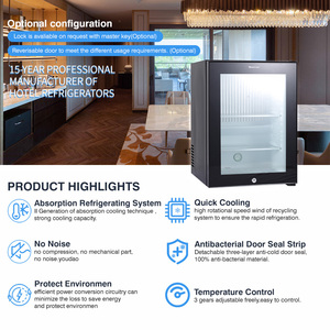 Mini refrigerador de acero inoxidable de 40L estándar de la UE, puerta de vidrio silenciosa portátil para uso doméstico en hoteles, certificado CE/RoHS eléctrico - Product Image 2