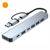 Répartiteur 2 en 1 USB A vers Type C Hub 7 ports USB 3.0 avec concentrateurs USB d'extension PD pour ordinateur portable