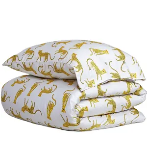 Hot sale 100% cotton Bedding sets sateen Leopard designs luxury 4pc duvet cover comforter set sheet set