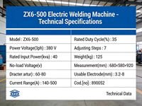 Authentique Nouveau JUAB ZX6-500 380V 40kva 140-500A Poste à souder à l'arc DC à faible perte sous vide 3 phases pour acier allié et acier inoxydable 35%