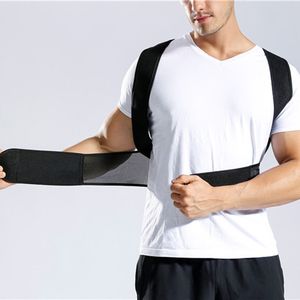 Corrector <span class=keywords><strong>de</strong></span> postura <span class=keywords><strong>de</strong></span> nailon <span class=keywords><strong>de</strong></span> neopreno <span class=keywords><strong>de</strong></span> seguridad deportiva, soporte <span class=keywords><strong>de</strong></span> hombro ajustable negro que evita el cinturón encorvado para gimnasio - Product Image 2