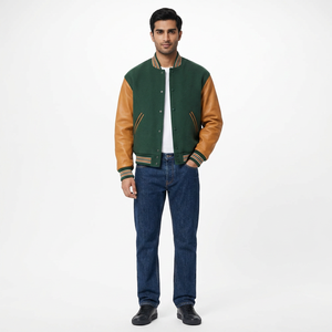 Custom College Chenille <b>Letter</b> Embroidery Winter Varsity <b>Jacket</b> with Stand Collar and Front Logo for <b>Men</b> - Product Image 1