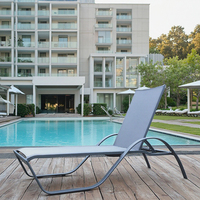 Meubles de piscine extérieure cadre en aluminium chaise longue Table d'appoint tissu imperméable maille élégant Patio cour plage lit Design