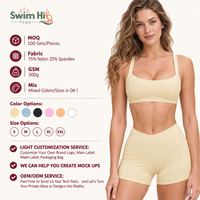 Ensemble de yoga personnalisé en spandex à séchage rapide pour femme, ensemble 2 pièces avec soutien-gorge de sport à coussinets amovibles et short très élastique
