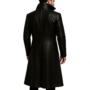 Men's Black Gothic Long <b>Coat</b> Faux Leather Medieval Victorian Trench <b>Coat</b> Costume - Product Image 2
