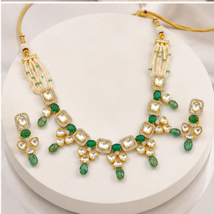 Juego de Collar de Perlas y Esmeraldas de Plata 925 de Lujo, Joyería Nupcial Tradicional con Diseño Floral para Mujer, Joyería de Boda - Product Image 3