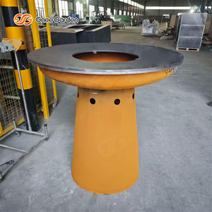 Large Corten Steel <b>BBQ</b> Fire <b>Table</b> Wood Burning Fire Pit Outdoor Backyard Barbecue Stove Auto Ignition Trolley Folding Design - Product Image 2