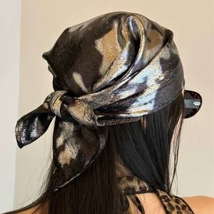 Bonnet de nuit 2 en 1 <span class=keywords><strong>fait</strong></span> <span class=keywords><strong>main</strong></span> avec foulard en soie 90 cm, bonnets de nuit en rayonne douce au crochet - Filet élastique pour cheveux - Product Image 3