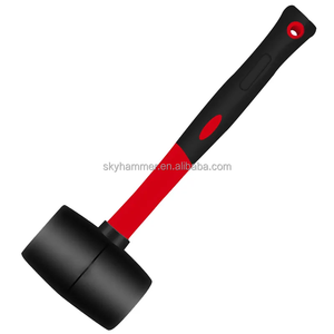 Marteau en caoutchouc robuste à tête noire, produit en usine, très vendu pour la pose de carreaux de sol, manches en fibre de verre, modèle TC8803 - Product Image 1