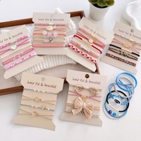 Élastique à cheveux fait main en matériaux mixtes, double anneau, haute élasticité, doux pour le cuir chevelu, style bracelet