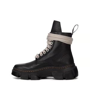 Bottes montantes tendance en cuir véritable pour hommes 2025, modèles à lacets et semelles épaisses, chaussures de créateur Owens. - Product Image 2