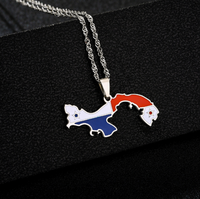 Collier en acier inoxydable avec pendentif drapeau national de Panama, Tunisie, Belize, série cartes nationales, décoration tendance, souvenir, cadeau