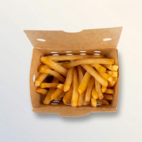 Boîte à frites en papier kraft jetable avec trous de ventilation, conteneur respirant pour aliments frits