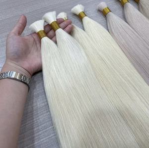 Cheveux humains en vrac double trame de qualité usine, 100% Remy, lisses, blonds, cuticules alignées, mèches Remy pour extensions - Product Image 3