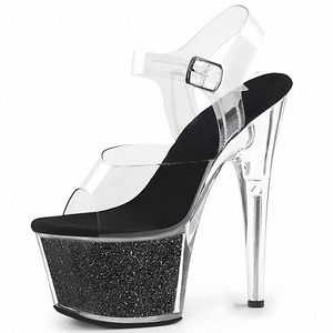 Sandali con Tacco <span class=keywords><strong>a</strong></span> <span class=keywords><strong>Spillo</strong></span> 17cm, Scarpe da Pole Dance Glitterate, Piattaforma Scintillante con Cristalli Trasparenti, <span class=keywords><strong>Sexy</strong></span> per Nightclub, Moda, Feste e Palcoscenico - Product Image 3