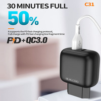 Adaptateur d'alimentation USB-C 20W PD 3.0 QC3.0 Type-C USB-A, chargeur mural ultra-rapide 5V/3A, multiprotection, sécurité ignifuge