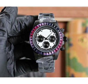 2025 Reloj mecánico de lujo de alta gama para hombre con incrustaciones de diamantes de colores y cronógrafo de esqueleto - Product Image 4