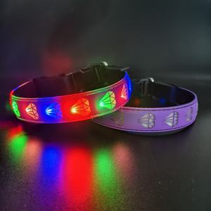 Collier lumineux pour animaux de compagnie rechargeable par USB, LED, couleur RVB, motif uni, rubans, haute visibilité, réglable, LED lumineux, sécurité nocturne - Product Image 5
