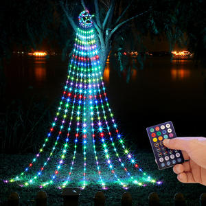 Luna al aire libre Navidad decoración luces impermeable IP65 <span class=keywords><strong>Solar</strong></span> Control remoto pentagrama <span class=keywords><strong>cascada</strong></span> luces para correr - Product Image 2
