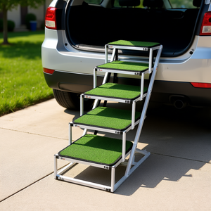 Rampe pliable portable pour chien, en alliage d'aluminium vert, capacité de 250 lb, pour voitures, utilisation en intérieur, fournitures pour petits animaux - Product Image 2