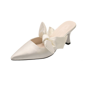 Nuovi Sandali <span class=keywords><strong>da</strong></span> Damigella per Donna, Slip-on con Punta a Spillo, Fiocco in Raso, Tacchi a Stiletto, Ciabatte con Tacco Medio, Scarpe <span class=keywords><strong>da</strong></span> <span class=keywords><strong>Sposa</strong></span> - Product Image 6